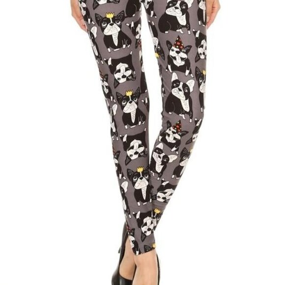 TCLC GRAY Multi color Dog Animal Print Full Length Leggings Size 12-20 NWT - Picture 3 of 4
